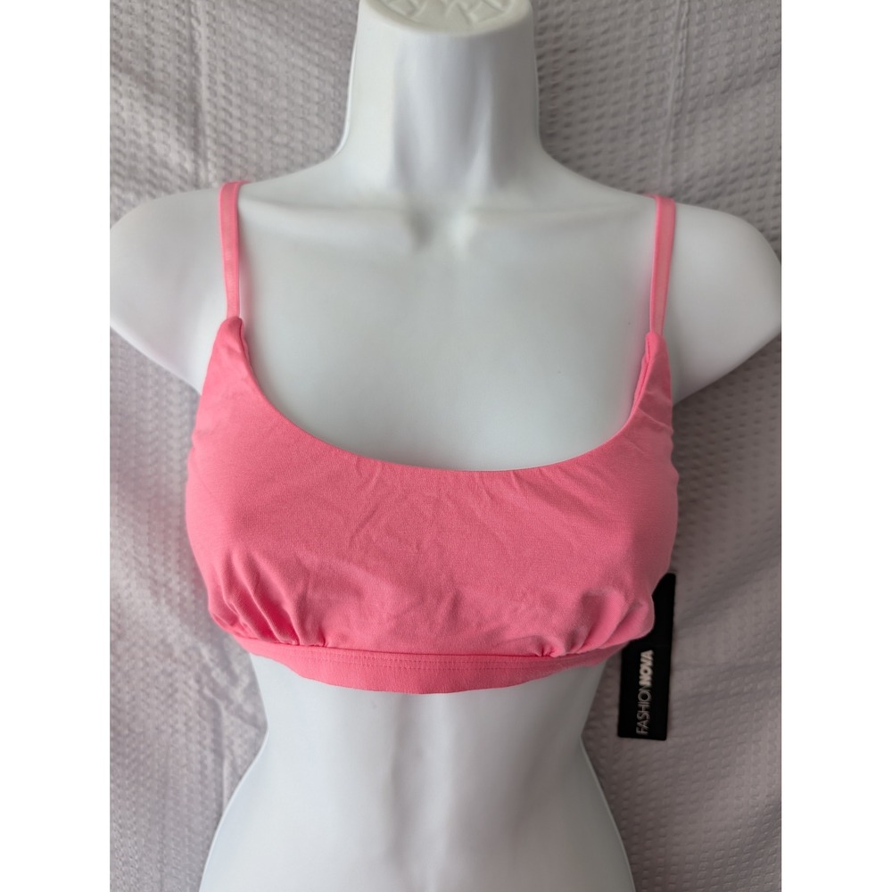 Fashion Nova Juniors Nova Cotton Scoop Neck Bralette Hot Pink Large ZDN8060N